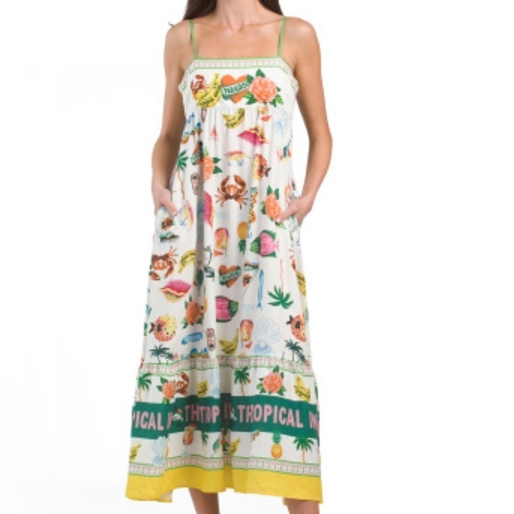 Maison D Amelie Tropical Print Maxi Dress